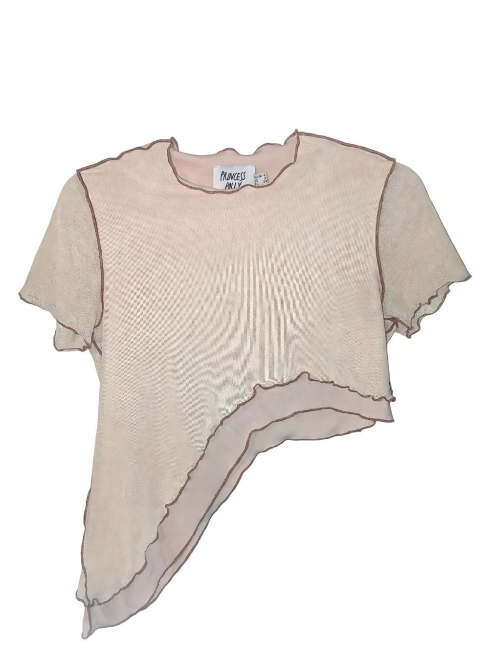 Princess Polly Asymmetrical Mesh Crop Top - Picture 2 of 5